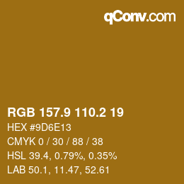 Color code: RGB 157.9 110.2 19 | qconv.com