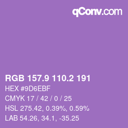 カラーコード: RGB 157.9 110.2 191 | qconv.com