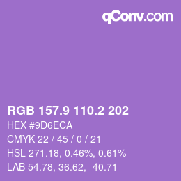 カラーコード: RGB 157.9 110.2 202 | qconv.com