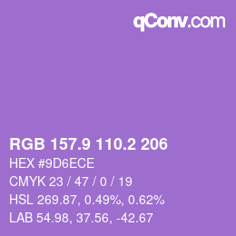 カラーコード: RGB 157.9 110.2 206 | qconv.com