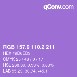 カラーコード: RGB 157.9 110.2 211 | qconv.com