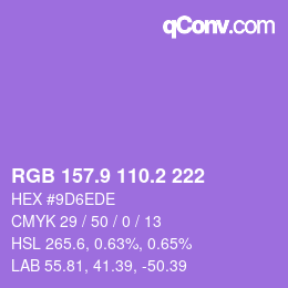 カラーコード: RGB 157.9 110.2 222 | qconv.com