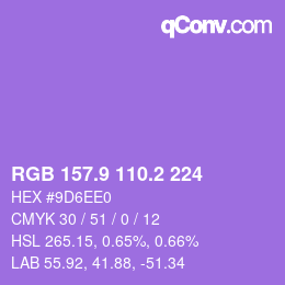 カラーコード: RGB 157.9 110.2 224 | qconv.com