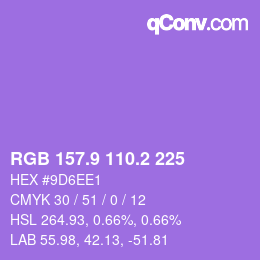 カラーコード: RGB 157.9 110.2 225 | qconv.com