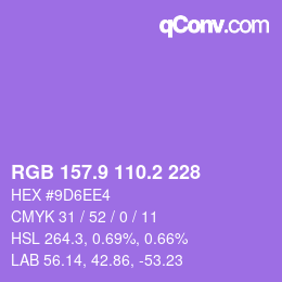 カラーコード: RGB 157.9 110.2 228 | qconv.com