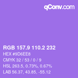 カラーコード: RGB 157.9 110.2 232 | qconv.com