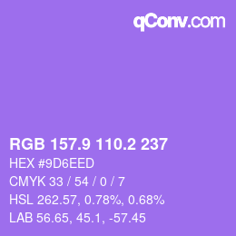 カラーコード: RGB 157.9 110.2 237 | qconv.com