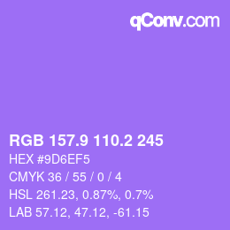 カラーコード: RGB 157.9 110.2 245 | qconv.com