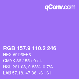 カラーコード: RGB 157.9 110.2 246 | qconv.com