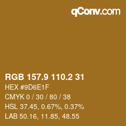 カラーコード: RGB 157.9 110.2 31 | qconv.com