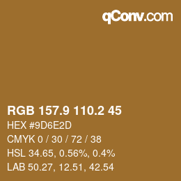 カラーコード: RGB 157.9 110.2 45 | qconv.com