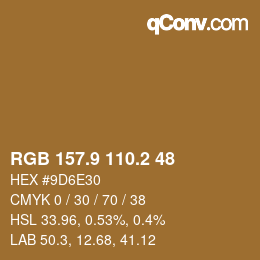 カラーコード: RGB 157.9 110.2 48 | qconv.com