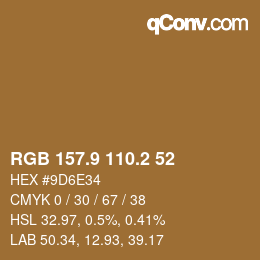 カラーコード: RGB 157.9 110.2 52 | qconv.com