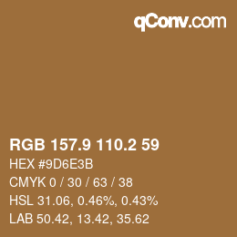 Color code: RGB 157.9 110.2 59 | qconv.com