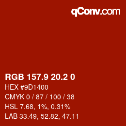 Color code: RGB 157.9 20.2 0 | qconv.com