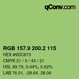 カラーコード: RGB 157.9 200.2 115 | qconv.com