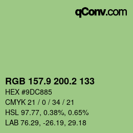カラーコード: RGB 157.9 200.2 133 | qconv.com