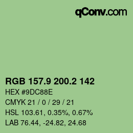 カラーコード: RGB 157.9 200.2 142 | qconv.com