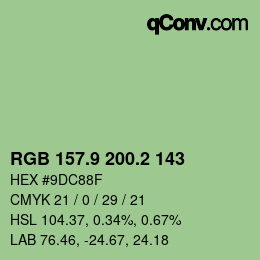 カラーコード: RGB 157.9 200.2 143 | qconv.com