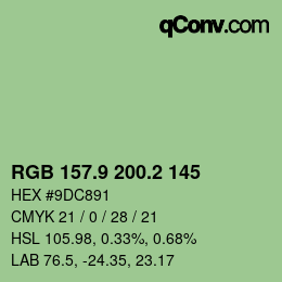 カラーコード: RGB 157.9 200.2 145 | qconv.com