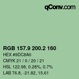 カラーコード: RGB 157.9 200.2 160 | qconv.com