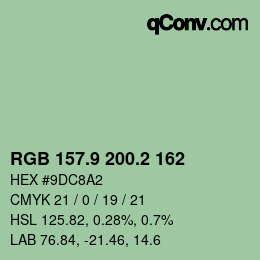 Color code: RGB 157.9 200.2 162 | qconv.com