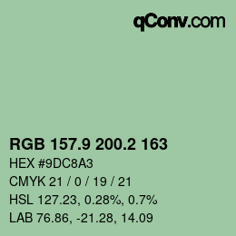 Color code: RGB 157.9 200.2 163 | qconv.com