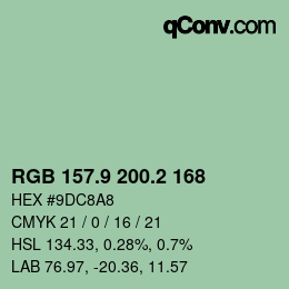Color code: RGB 157.9 200.2 168 | qconv.com