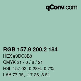 Color code: RGB 157.9 200.2 184 | qconv.com