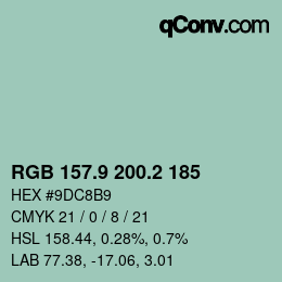 カラーコード: RGB 157.9 200.2 185 | qconv.com