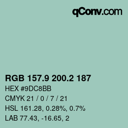 Color code: RGB 157.9 200.2 187 | qconv.com