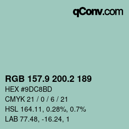 Color code: RGB 157.9 200.2 189 | qconv.com