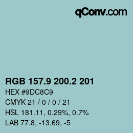 Color code: RGB 157.9 200.2 201 | qconv.com