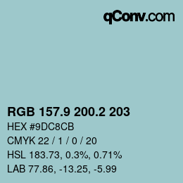 Color code: RGB 157.9 200.2 203 | qconv.com