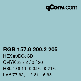 カラーコード: RGB 157.9 200.2 205 | qconv.com