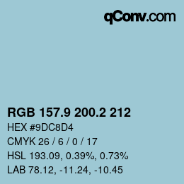カラーコード: RGB 157.9 200.2 212 | qconv.com