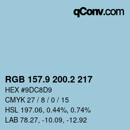Color code: RGB 157.9 200.2 217 | qconv.com