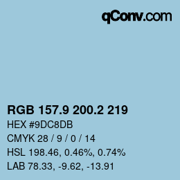 カラーコード: RGB 157.9 200.2 219 | qconv.com