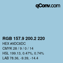 Color code: RGB 157.9 200.2 220 | qconv.com