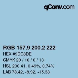 Color code: RGB 157.9 200.2 222 | qconv.com