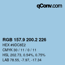 カラーコード: RGB 157.9 200.2 226 | qconv.com
