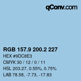 Color code: RGB 157.9 200.2 227 | qconv.com