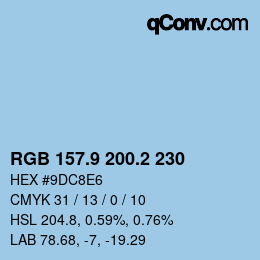 Color code: RGB 157.9 200.2 230 | qconv.com