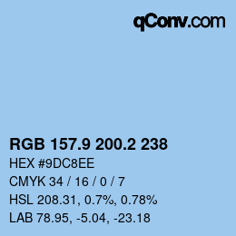 Color code: RGB 157.9 200.2 238 | qconv.com