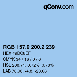 Color code: RGB 157.9 200.2 239 | qconv.com