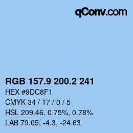 Color code: RGB 157.9 200.2 241 | qconv.com