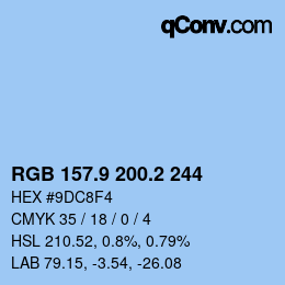 Color code: RGB 157.9 200.2 244 | qconv.com