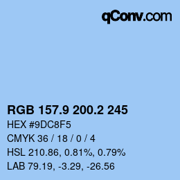 Color code: RGB 157.9 200.2 245 | qconv.com