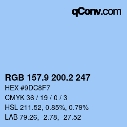 Color code: RGB 157.9 200.2 247 | qconv.com