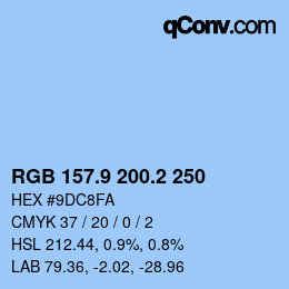 Color code: RGB 157.9 200.2 250 | qconv.com
